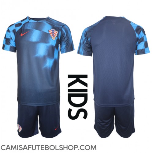 Camisa de time de futebol Croácia Replicas 2º Equipamento Infantil Mundo 2022 Manga Curta (+ Calças curtas)